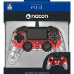 Mando Compact Controller Nacon Wired Rojo Transparente PS4