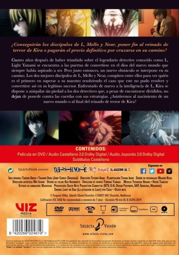 Death Note Relight 2 La Película El Sucesor de L DVD