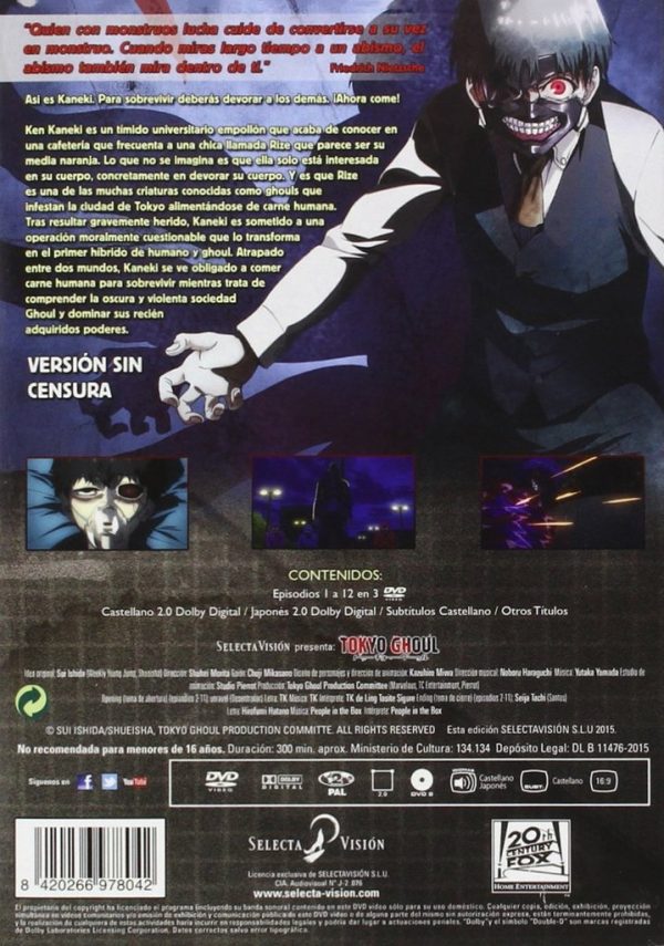 Tokyo Ghoul Primera Temporada DVD