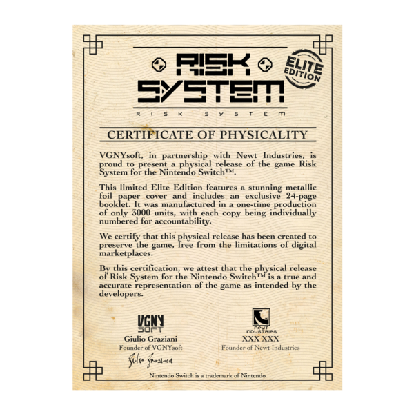Risk System - Elite Edition SWITCH #008