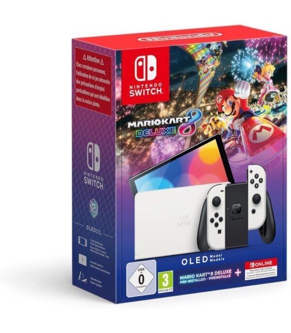 Consola Nintendo Switch Oled + Mario Kart 8 Deluxe + 12 Meses NSO